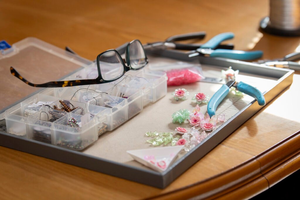 A picture showing a work tray with a new design in progress 